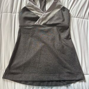 lululemon athletica Charcoal Gray Striped Trim Tank